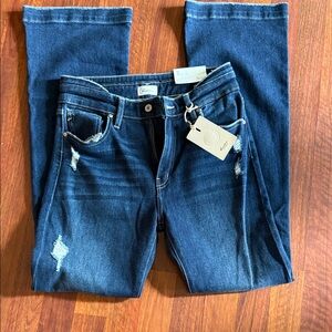 NWT KanCan Dark Blue Distressed Jeans - 28/9